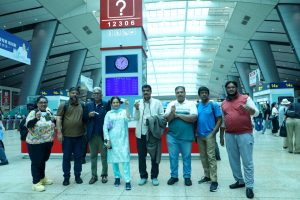 A group photo of the Media delegation from Pakistan to China at the platform of Shanghai Railways Station. Photo: Wang Ki